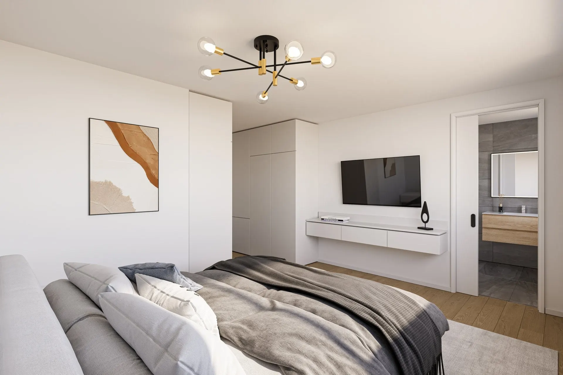 Visualisierung: Schlafzimmer mit Einbauschrank