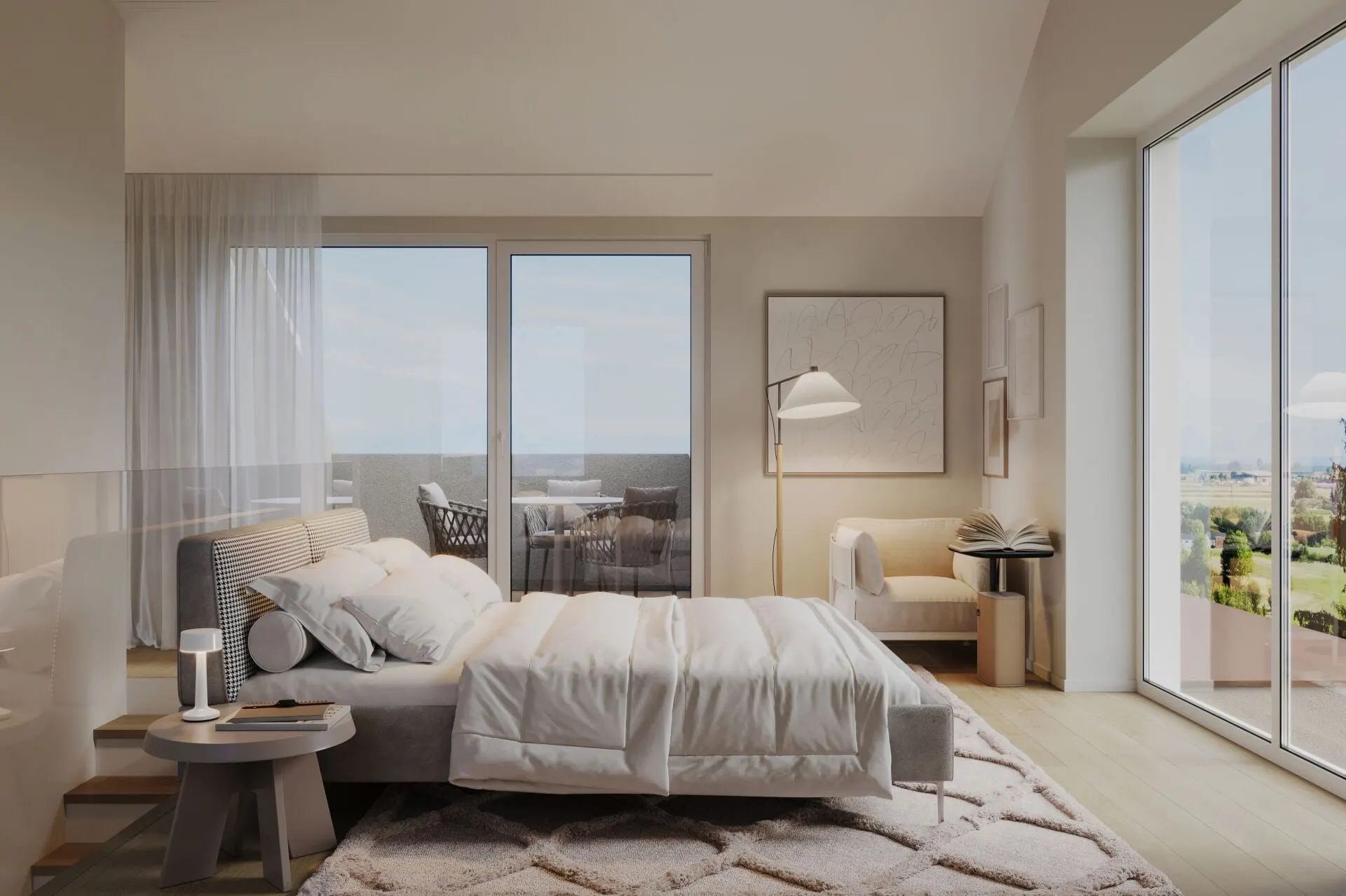 Visualisierung: Schlafzimmer mit Terrassenzugang