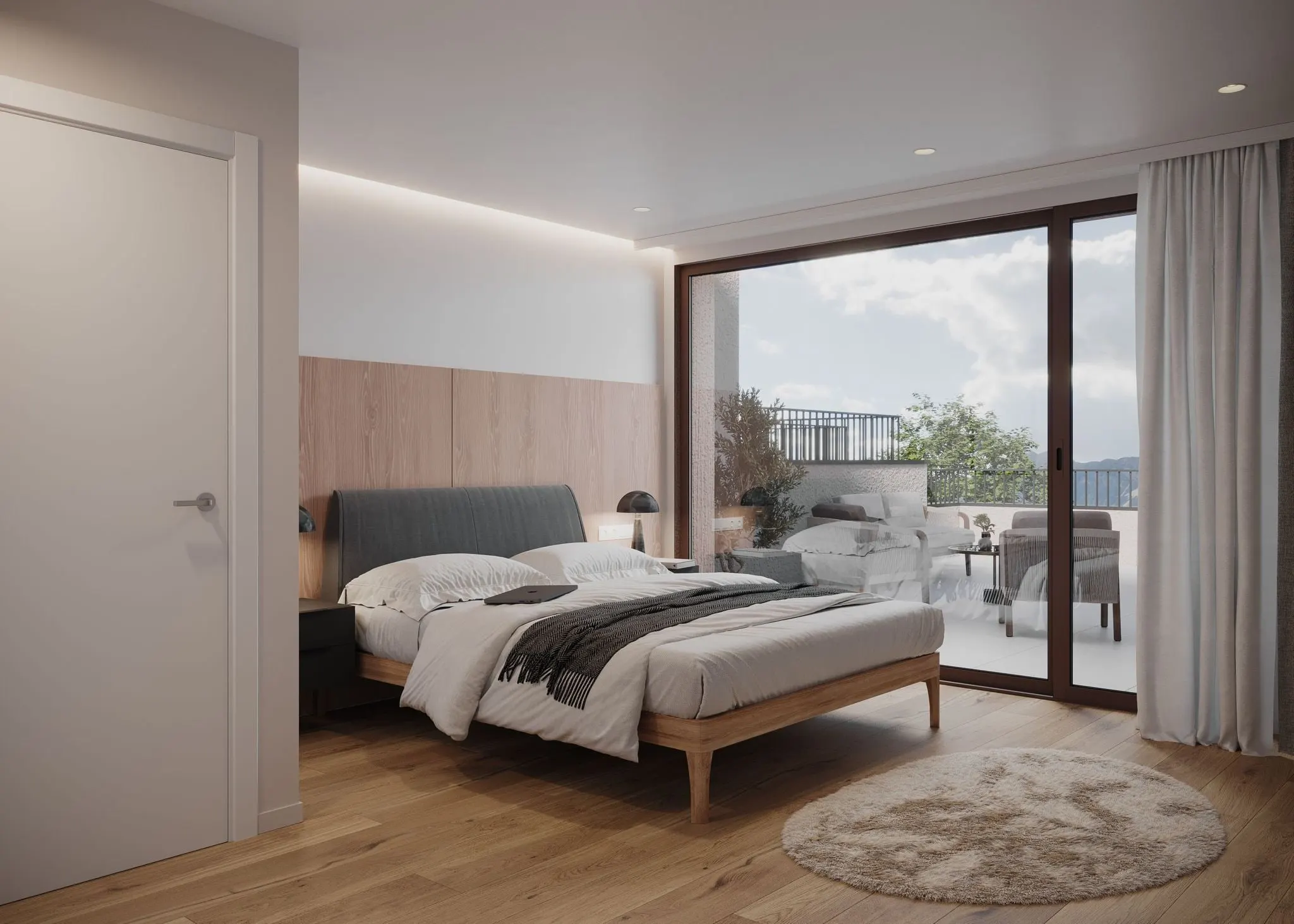 Visualisierung: Schlafzimmer mit Zugang zur Terrasse