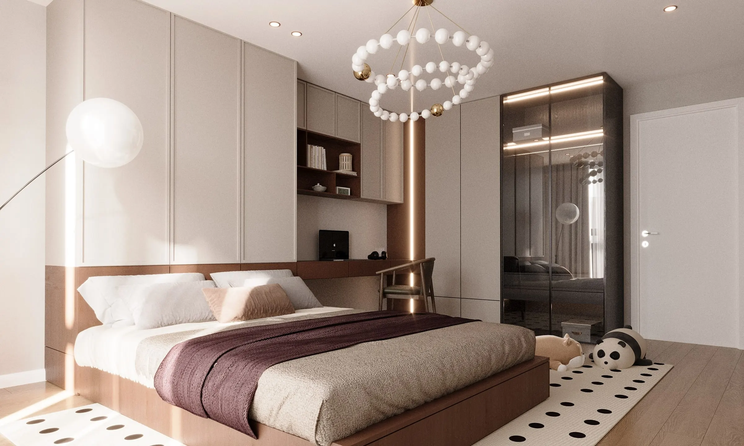 Visualisierung Schlafzimmer mit Einbauschrank