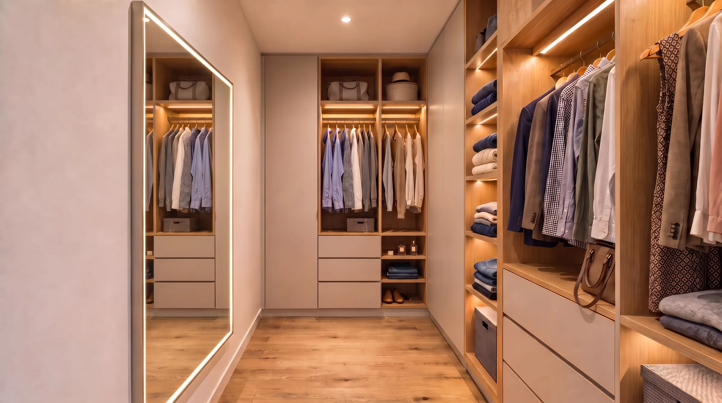Visualisierung begehbarer Kleiderschrank mit Beleuchtung