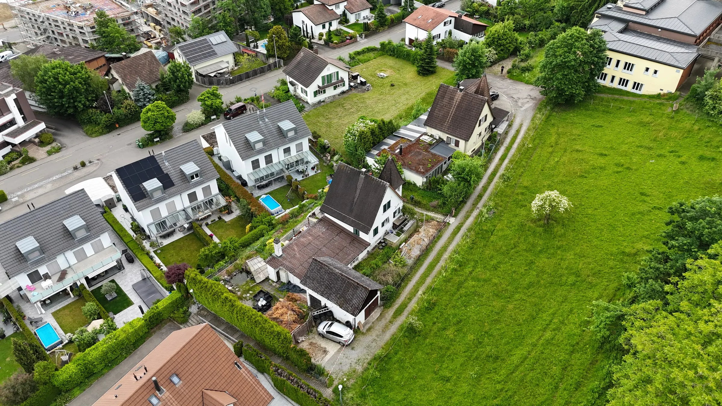 Luftaufnahme des Quartiers vor Projektbeginn